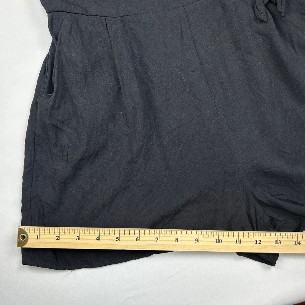 One Clothing Los Angeles Womens Black Wrap Front Romper Side Tie Pocket Large - Picture 7 of 14